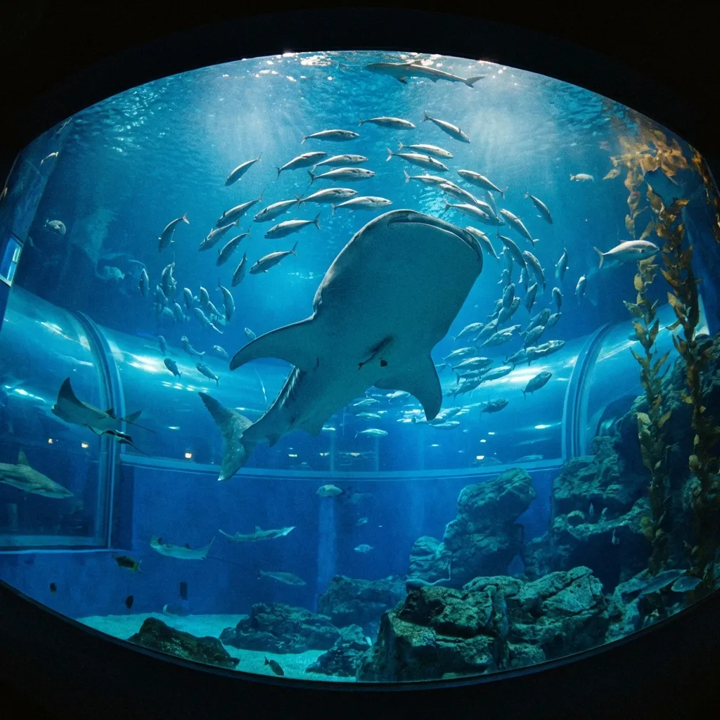 Whale shark swimming in Osaka Aquarium Kaiyukan tank